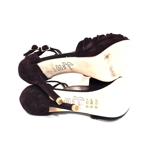 JOIE Burgundy Suede Strappy Platform Heels - Picture 8 of 8